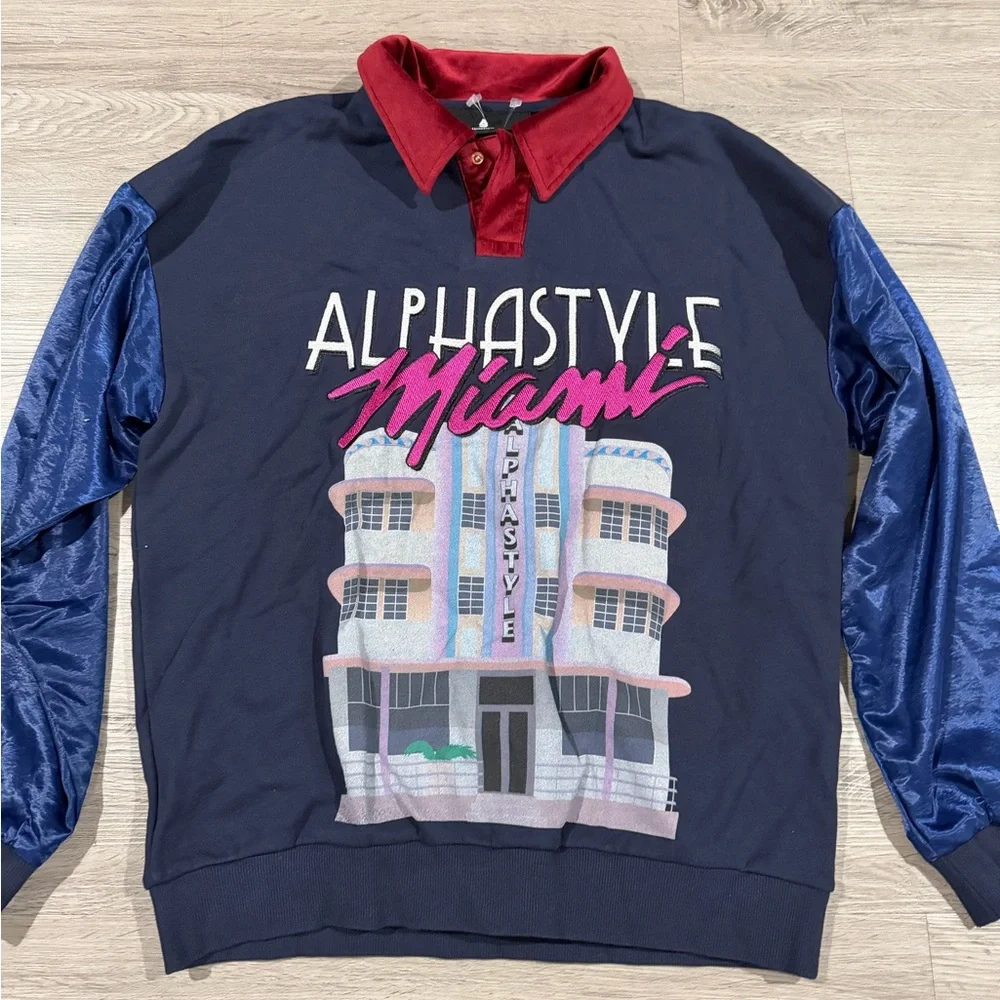 Alphastyle Miami Graphic Sweatshirt Navajo Printed‎ Small